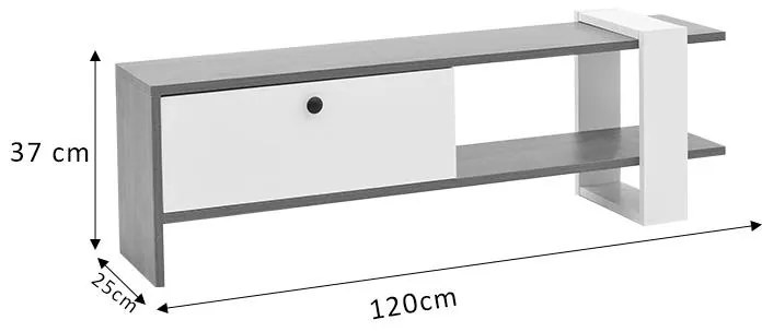 Έπιπλο τηλεόρασης Salon χρώμα καρυδί-λευκό 120x25x37εκ