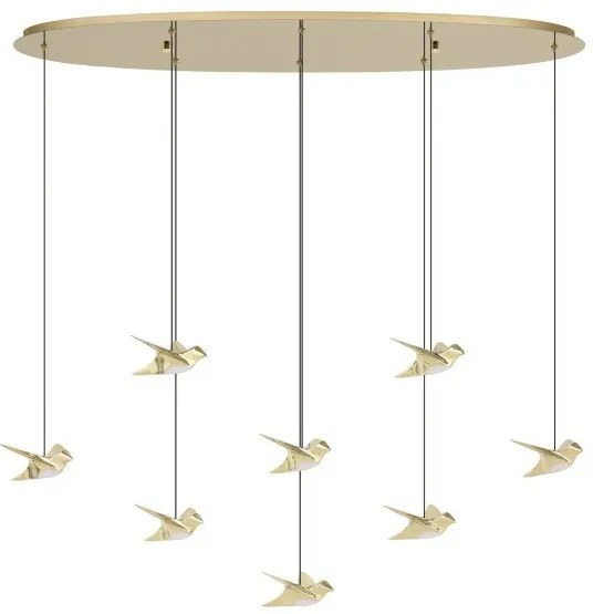Κρεμαστό Φωτιστικό Οροφής 8xLED 4,2W Πουλιά Οβάλ Dimmable Paratebueno Eglo-390397-Ορείχαλκος 390397