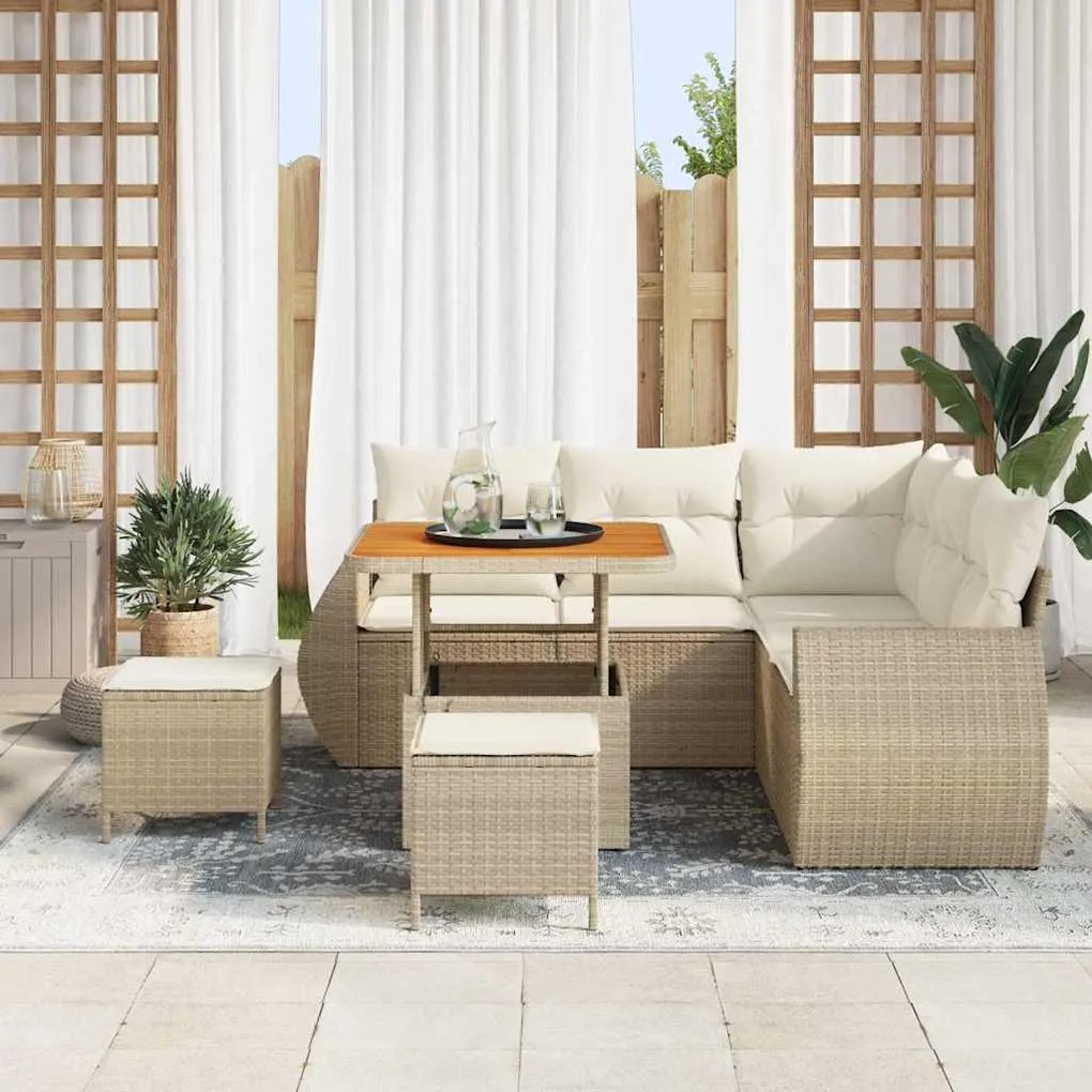 vidaXL Σετ Καναπέ Κήπου 8 pcs μπεζ και κρεμ 80 x 80 x 71 cm
