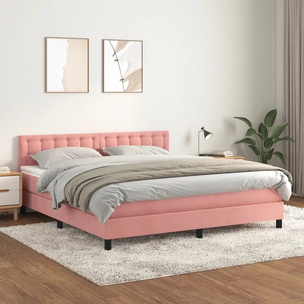 ΚΡΕΒΑΤΙ BOXSPRING ΜΕ ΣΤΡΩΜΑ ΡΟΖ 180X200 ΕΚ. ΒΕΛΟΥΔΙΝΟ 3141562