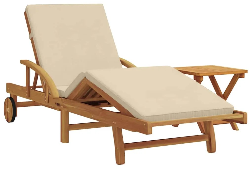 vidaXL Ξαπλώστρα 2 pcs Μπεζ 40 x 40 x 40εκ Μασίφ ξύλο ακακίας