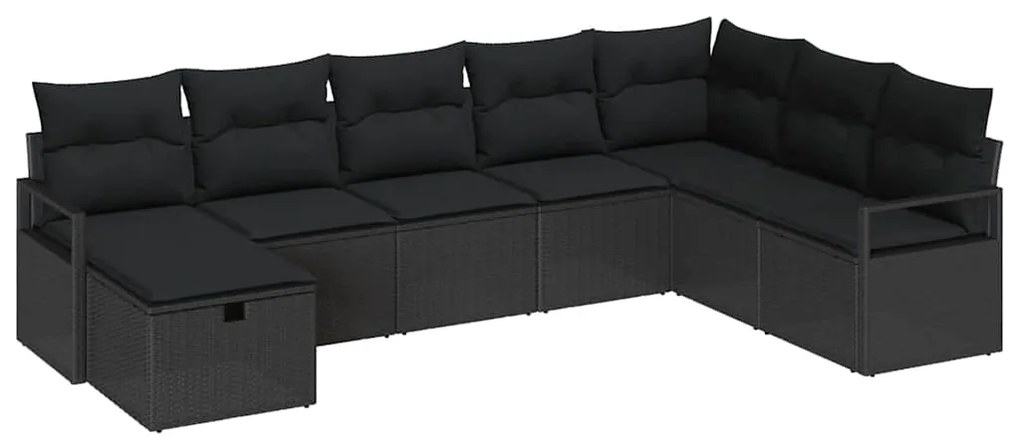 vidaXL Σετ Καναπέ Κήπου 8 pcs Μαύρο 287 x 177 x 85 εκ. Πολυ ράταν