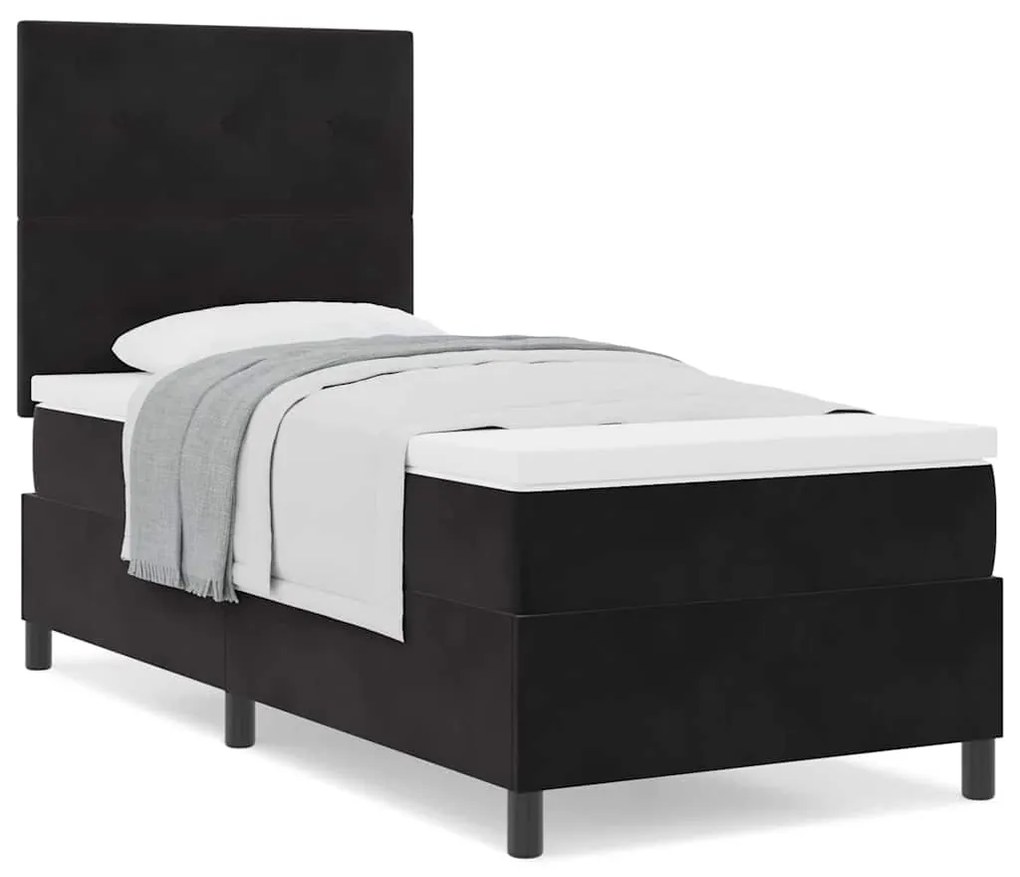 vidaXL Κρεβάτι με ελατήρια με στρώμα Μαύρο 80 x 200 cm Βελούδο