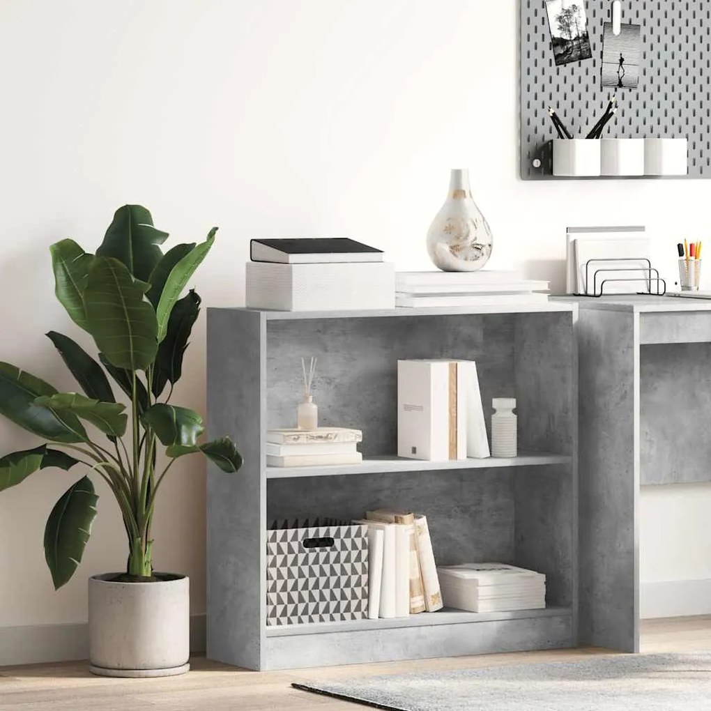 vidaXL Βιβλιοθήκη Γκρι του Σκυροδέματος 80 x 24 x 75 εκ. Μοριοσανίδα