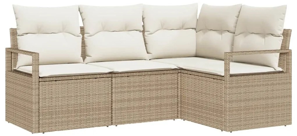vidaXL Σετ Καναπέ Κήπου 4 pcs Μπεζ, Κρέμα Πολυ rattan, βαμμένο ατσάλι