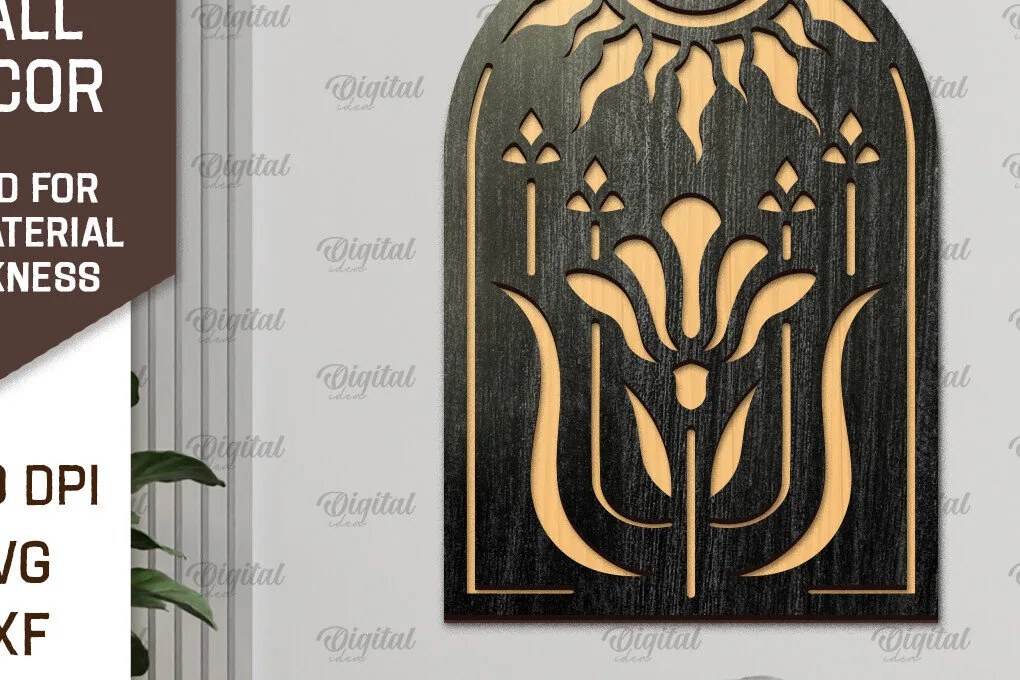 Σετ των 2 Intra απο ξύλο plywood 3mm-4mm πάχος Σχέδιο κοπής με λέιζερ διακόσμηση τοίχου Boho Δίασταση 30x20 cm INTRAFABR-103398610