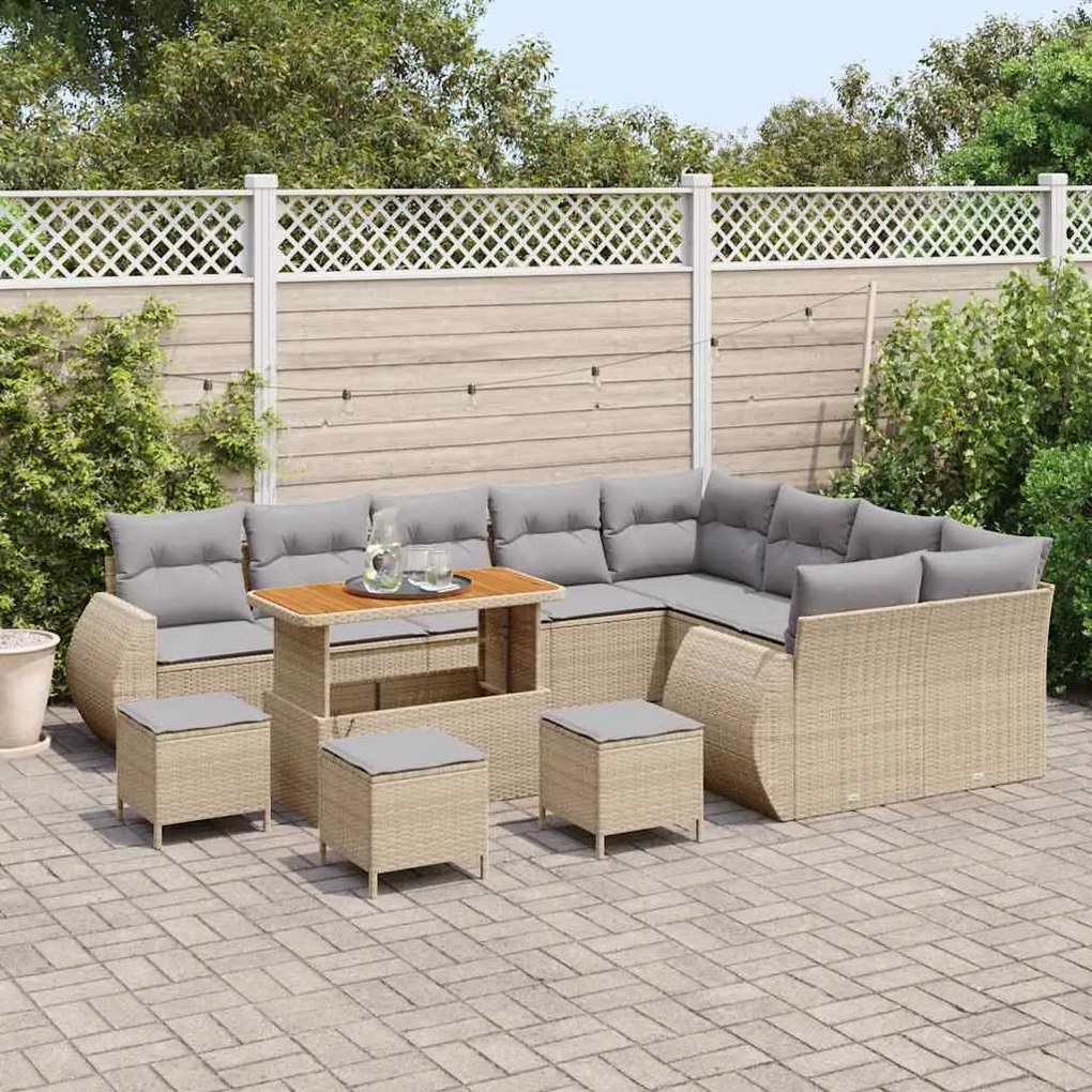 vidaXL Σετ Καναπέ Κήπου 13 pcs Μπεζ συνθετικό ρατάν