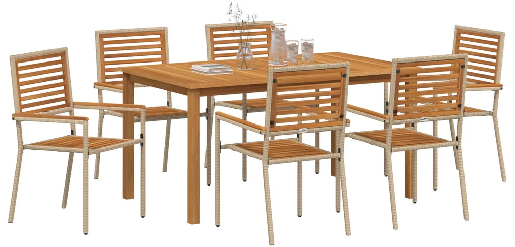 vidaXL Σετ Τραπεζαρίας Κήπου 7 pcs Μπεζ 150 x 90 x 74 cm