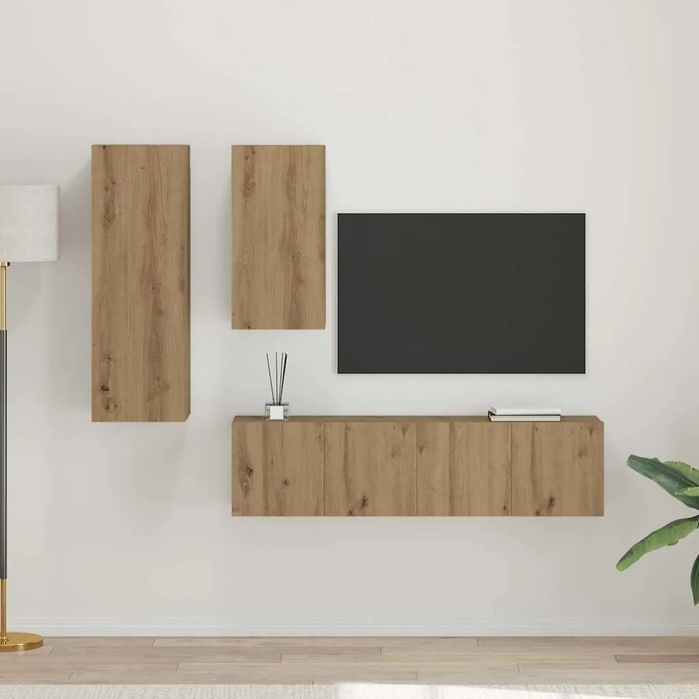 vidaXL Σετ επίπλου τηλεόρασης 4 pcs artisan δρυς 30.5 x 30 x 90 cm