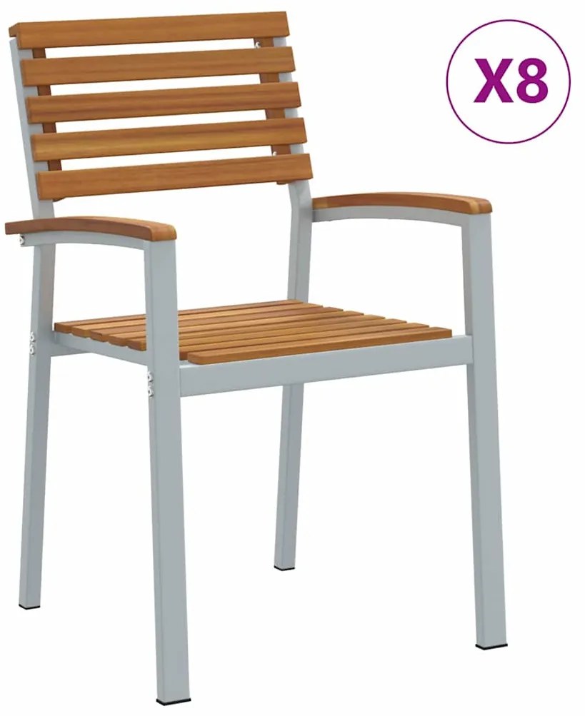 vidaXL Καρέκλα Κήπου 8 pcs Καφέ 56 x 57 x 87εκ. Μασίφ ξύλο ακακίας