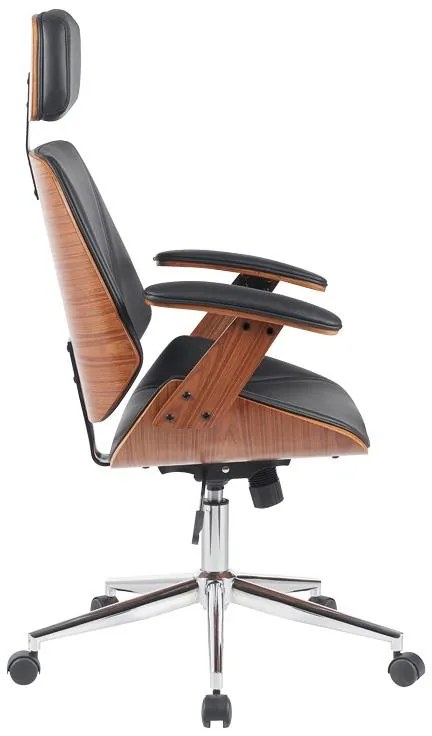 Καρέκλα γραφείου διευθυντή Fetseno μαύρο pu-βάση χρωμίου 53x56x113.5-123.5εκ 53x56x123.5 εκ.