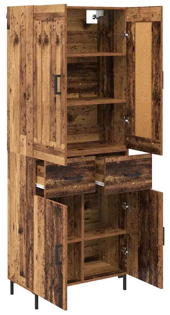 vidaXL Highboard με συρτάρι 2 pcs Παλιό Ξύλο Επεξεργασμένο ξύλο