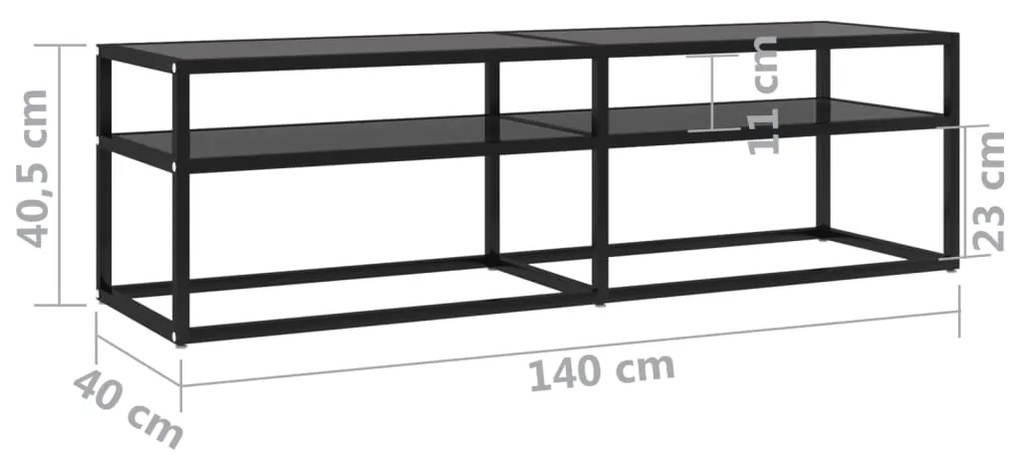 vidaXL Έπιπλο Τηλεόρασης Μαύρο 140 x 40 x 40,5 εκ. από Γυαλί Ασφαλείας