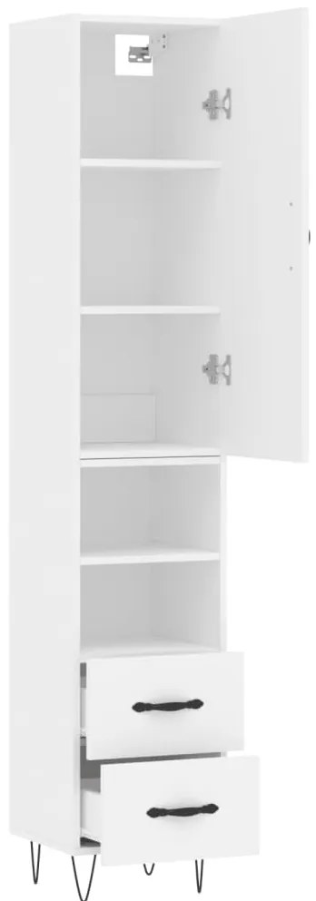 vidaXL Ντουλάπι Λευκό 34,5 x 34 x 180 εκ. από Επεξεργασμένο Ξύλο