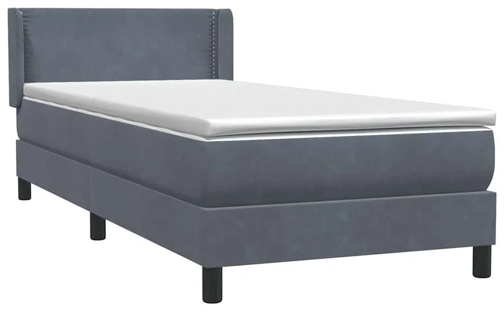 vidaXL Box Spring Κρεβάτι με στρώμα Σκούρο γκρι 80x210 εκ. Βελούδινο