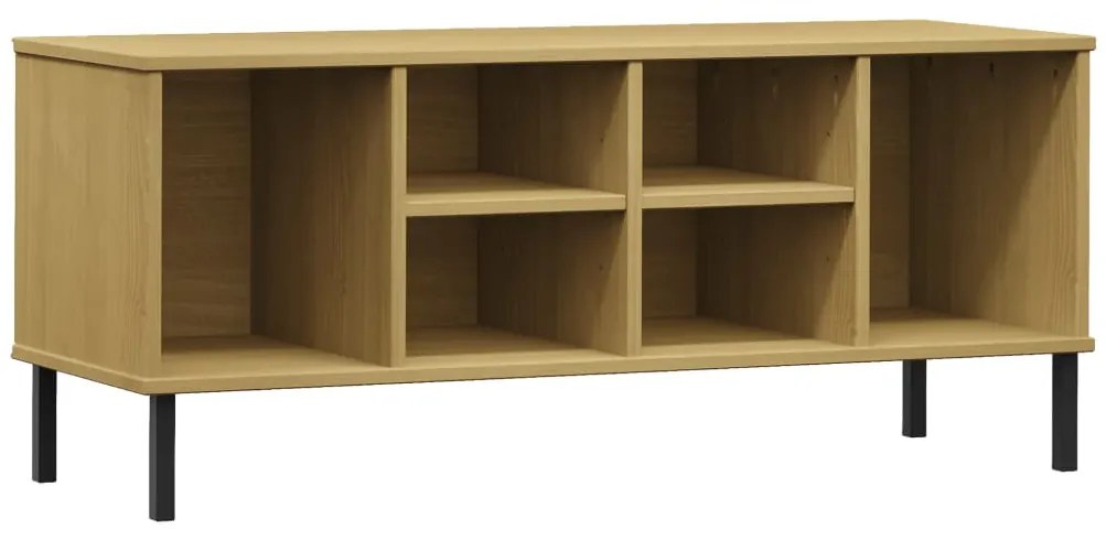 vidaXL Παπουτσοθήκη OSLO Καφέ 106x35x45 εκ. Μασίφ Ξύλο με Μεταλ. Πόδια