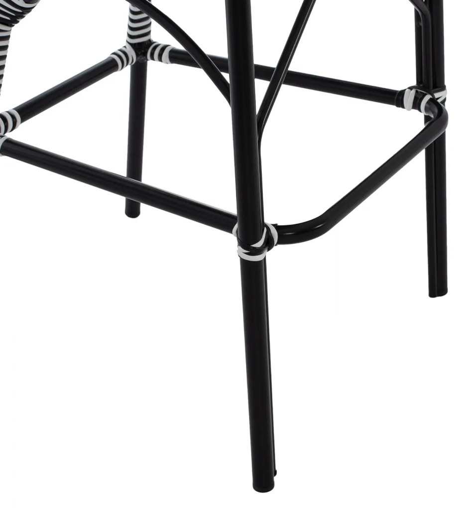Σκαμπό Αλουμινίου Bamboo Look Με Wicker Μαύρο Λευκό 56x60x126 Εκ.
