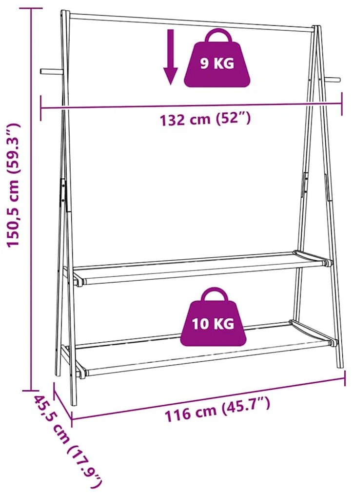 ΚΡΕΜΑΣΤΡΑ ΡΟΥΧΩΝ ΜΕ ΡΑΦΙΑ 132X45,5X150,5 ΕΚ. ΜΠΑΜΠΟΥ 4008914