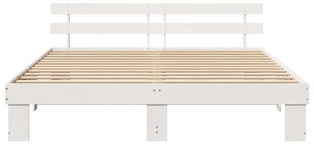vidaXL Σκελετός Κρεβατιού Λευκό 200 x 200 cm Μασίφ ξύλο πεύκου