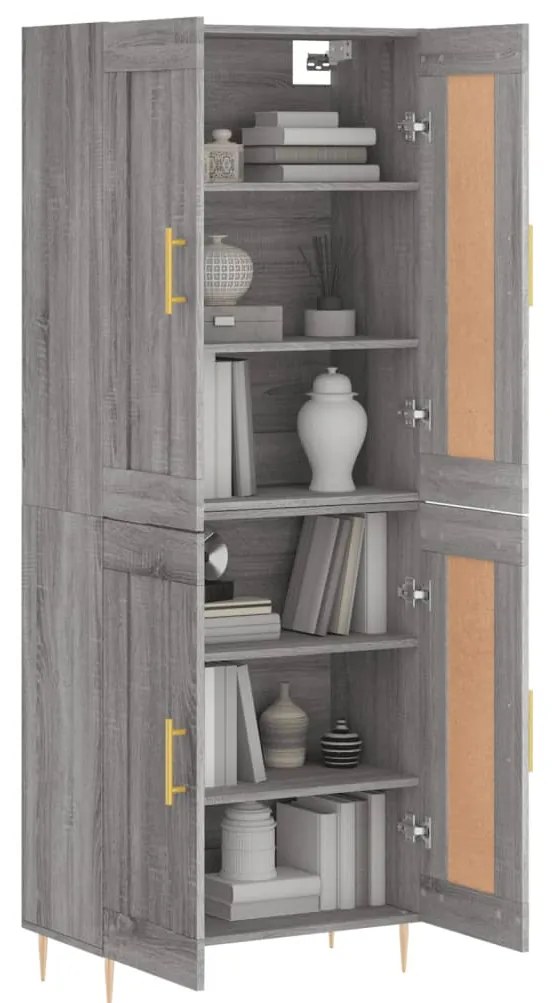 vidaXL Ντουλάπι Γκρι Sonoma 69,5 x 34 x 180 εκ. Επεξεργασμένο Ξύλο