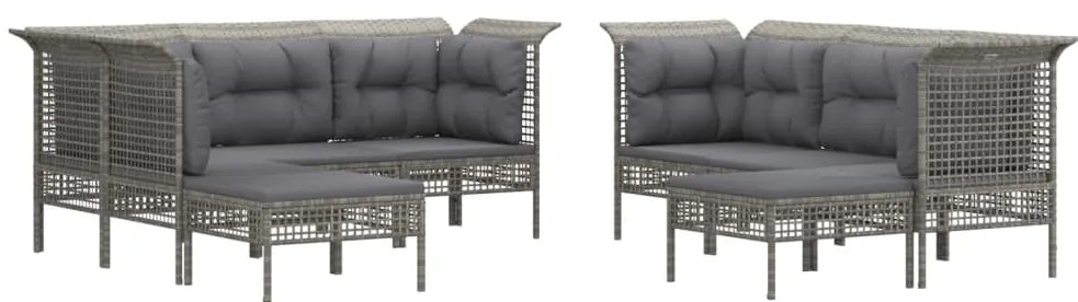 vidaXL Σαλόνι Κήπου 9 Τεμαχίων από Γκρι Συνθετικό Ρατάν με Μαξιλάρια