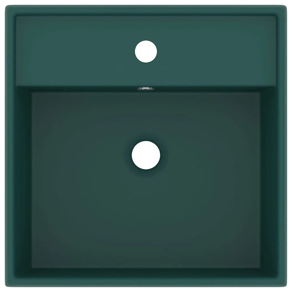 vidaXL Νιπτήρας με Υπερχείλ. Τετράγωνο Σκ Πράσινο Ματ 41x41εκ Κεραμικό