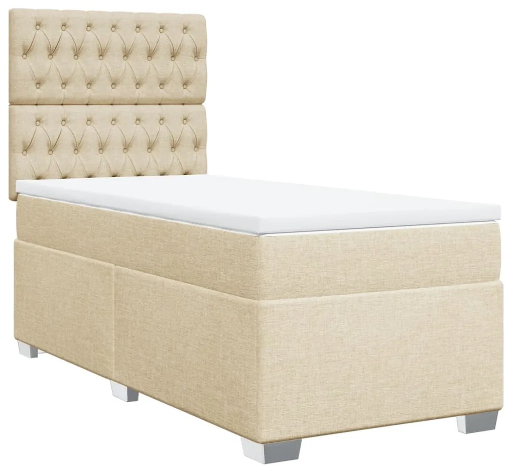 ΚΡΕΒΑΤΙ BOXSPRING ΜΕ ΣΤΡΩΜΑ ΚΡΕΜ 90X200 ΕΚ.ΥΦΑΣΜΑΤΙΝΟ 3290383