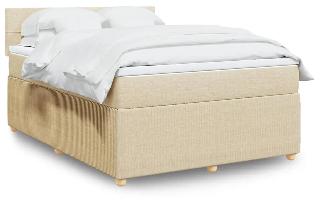 vidaXL Κρεβάτι Boxspring με Στρώμα Κρεμ 140x190 εκ. Υφασμάτινο