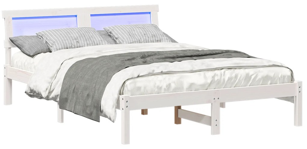 vidaXL Σκελετός Κρεβατιού Λευκό 140 x 190 cm Συμπαγές ξύλο πεύκου