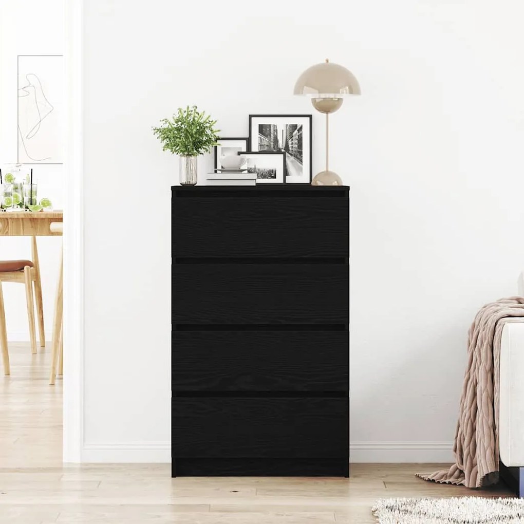 vidaXL Συρταριέρα Μαύρο Δρυς 60 x 35 x 98,5 εκ. από Επεξεργασμένο Ξύλο