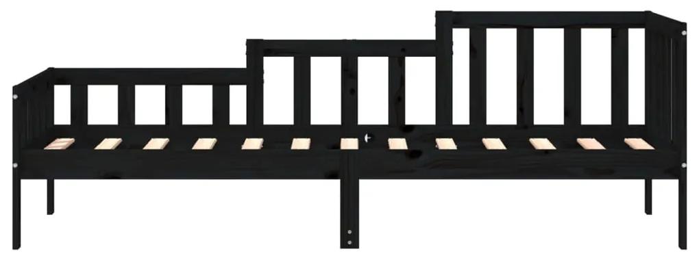 vidaXL Καναπές Κρεβάτι Μαύρος 90 x 190 εκ. από Μασίφ Ξύλο Πεύκου
