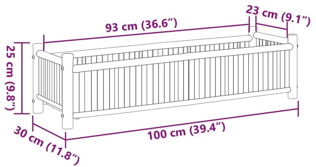 Ζαρντινιέρα 100x30x25 εκ. από Μπαμπού - Καφέ