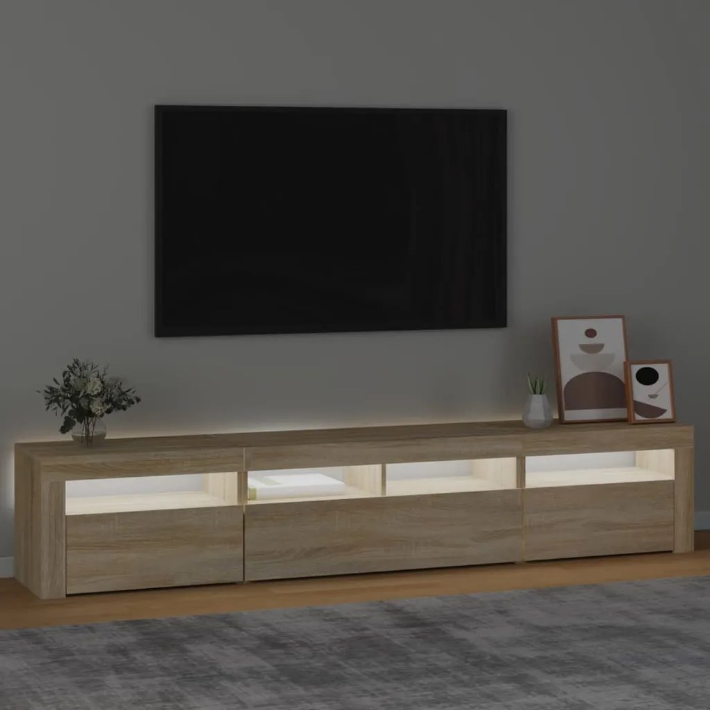 vidaXL Έπιπλο Τηλεόρασης με LED Sonoma Δρυς 210x35x40 εκ.