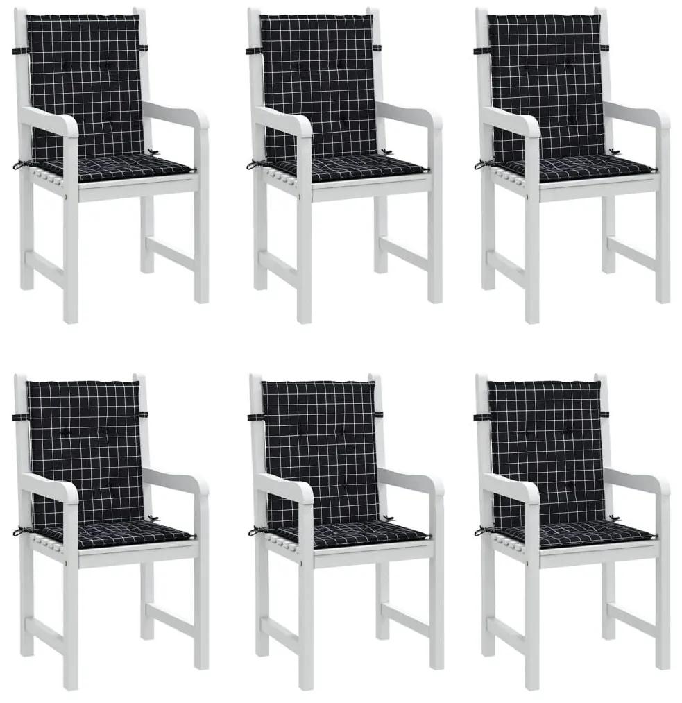 Μαξιλάρια Καρέκλας με Χαμ. Πλάτη 6 τεμ. Μαύρο Καρό Υφασμάτινα - Πολύχρωμο