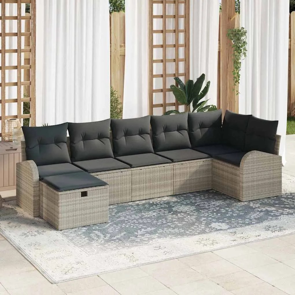 vidaXL Σετ Καναπέ Κήπου 7 pcs Ανοιχτό γκρι 289 x 124 x 85 εκ.