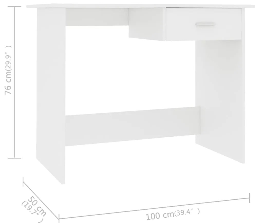 vidaXL Γραφείο Λευκό 100 x 50 x 76 εκ. από Επεξ. Ξύλο