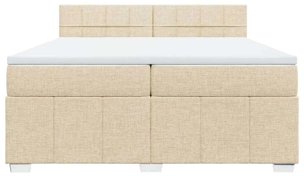 Κρεβάτι Boxspring με Στρώμα Κρεμ 200x200 εκ. Υφασμάτινο - Κρεμ