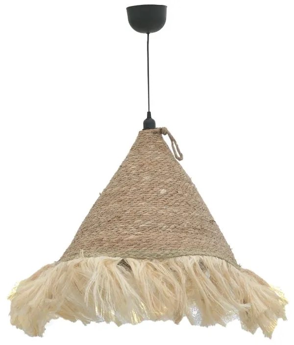 Geole Inart jute ceiling lamp in natural shade Φ60x94cm 60x60x94 εκ.