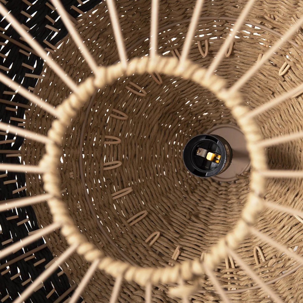 Φωτιστικό Οροφής Κρεμαστό C4354 Φυσικό Rattan - Paper Rope σε Φυσικό -Μαύρο Φ54x42-145Υεκ. 54x54x145 εκ.