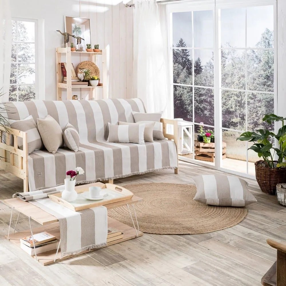 Ριχτάρι Gella 02 Beige Teoran Τριθέσιο 180x300cm Βαμβάκι-Πολυέστερ