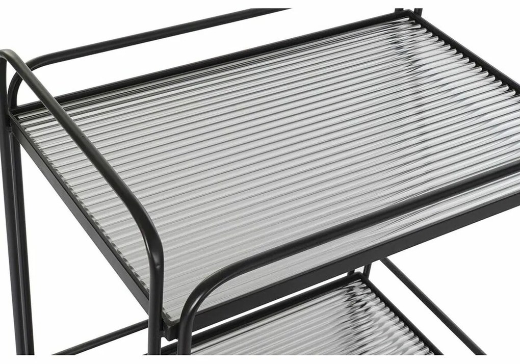 Serveringsvogn DKD Home Decor Μαύρο Μέταλλο Κρυστάλλινο 60,5 x 40,5 x 75,5 cm