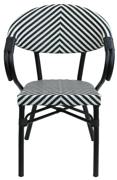 Καρέκλα - Πολυθρόνα Isaia στοιβαζόμενη μαύρο αλουμίνιο-ασπρόμαυρο textilene 57x57x83 εκ. 57x57x83 εκ.