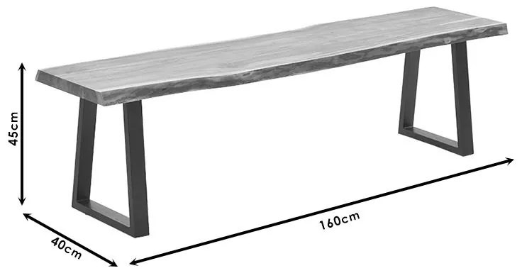 Παγκάκι Miles μασίφ ξύλο 4εκ καρυδί-μαύρο 160x40x45εκ