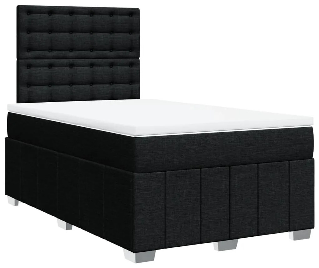 vidaXL Κρεβάτι Boxspring με Στρώμα Μαύρο 120x200 εκ. Υφασμάτινο