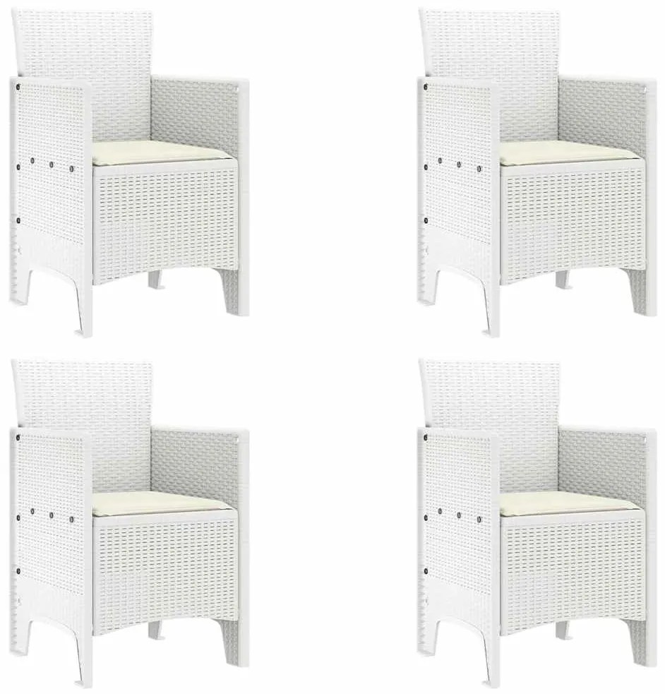 vidaXL Καρέκλα Κήπου 4 pcs Λευκό 53 x 49 x 85 εκ. PP