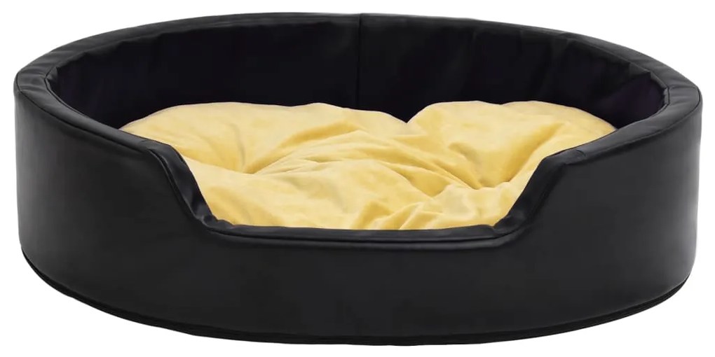 vidaXL Κρεβάτι Σκύλου Μαύρο/Κίτρινο 79x70x19 εκ. Βελουτέ/Συνθ. Δέρμα