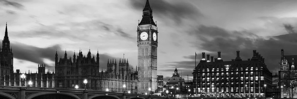 Φωτογραφία του Big Ben στο Λονδίνο σε ασπρόμαυρο - 120x40