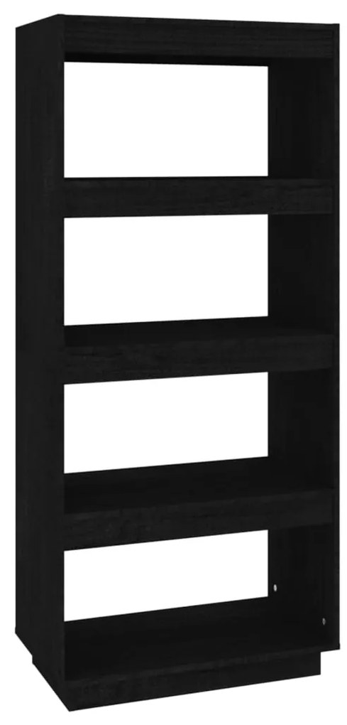vidaXL Βιβλιοθήκη/Διαχωριστικό Χώρου Μαύρο 60x35x135 εκ. Μασίφ Πεύκο
