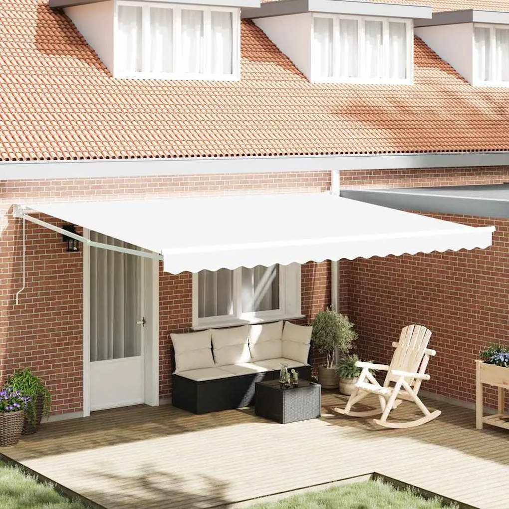 vidaXL Αυτόματη Ανασυρόμενη Τέντα Λευκή 450x300 cm