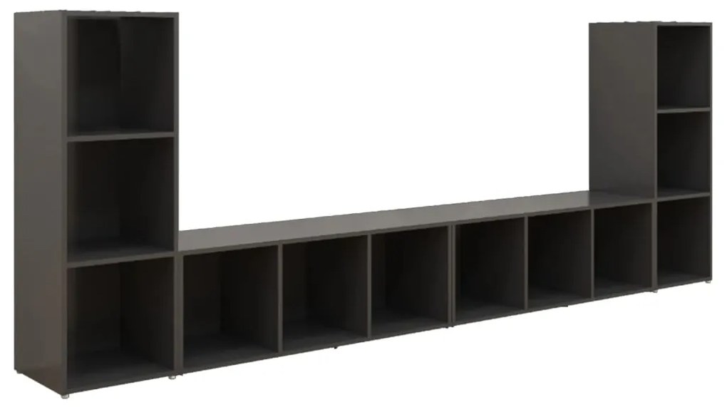 vidaXL Έπιπλα Τηλεόρασης 4 τεμ. Γκρι 107 x 35 x 37 εκ. από Μοριοσανίδα